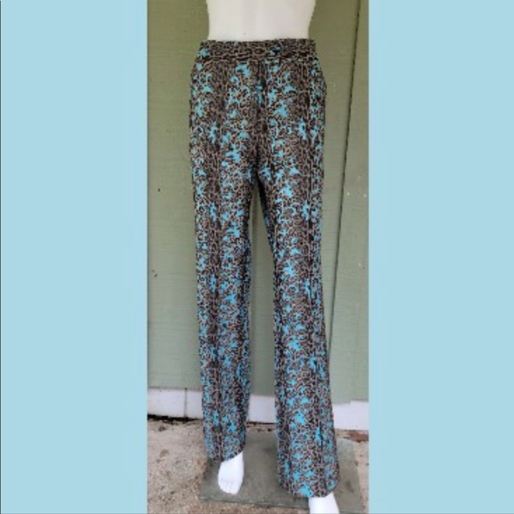 ETCETERA Leopard Print Pants Aqua 8
